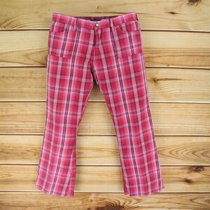 Abercrombie Pants Girls Size 16 Pink Plaid Cotton Blend Pockets‎ Cute Everyday
